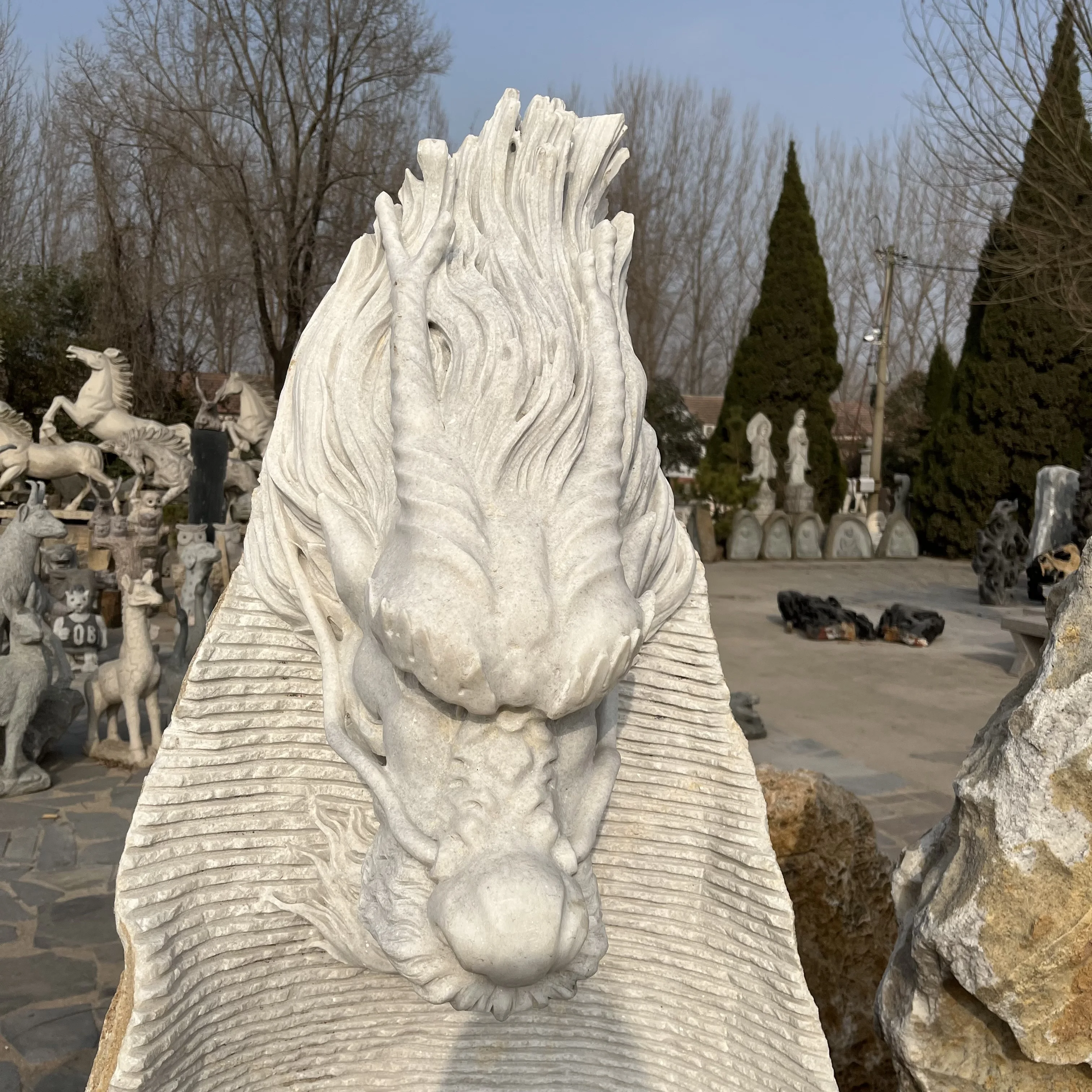 Statue Garden  Decoration Marble Antique  Outdoor Water Fountain Dragon Head Fountain Deposit Only
