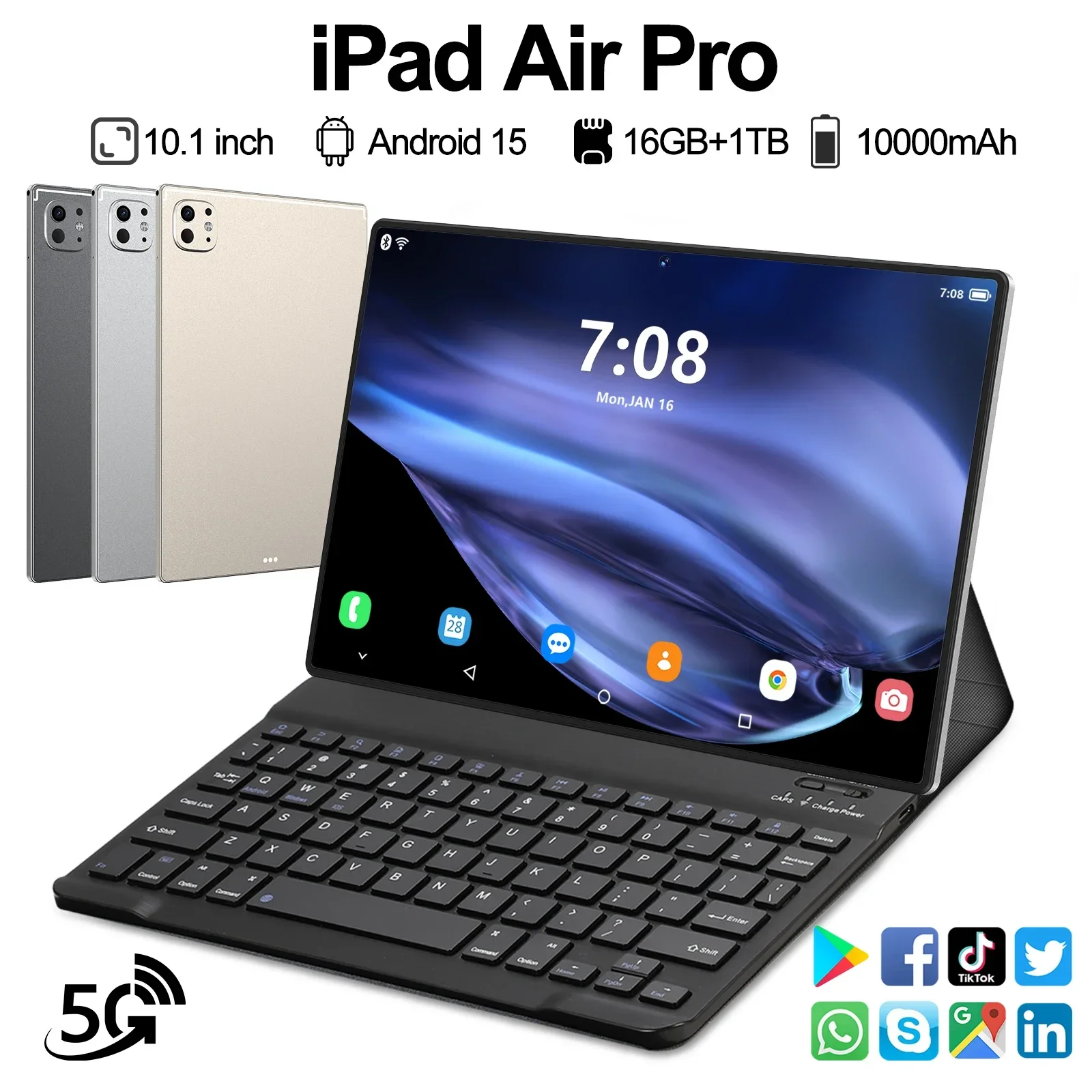 

[Global Version] 2025 Original IPad Air Pro Tablet 10.1" HD 4K Android 15 16GB+1T 10000mAh 5G Dual SIM Bluetooth WiFi GPS Tablet