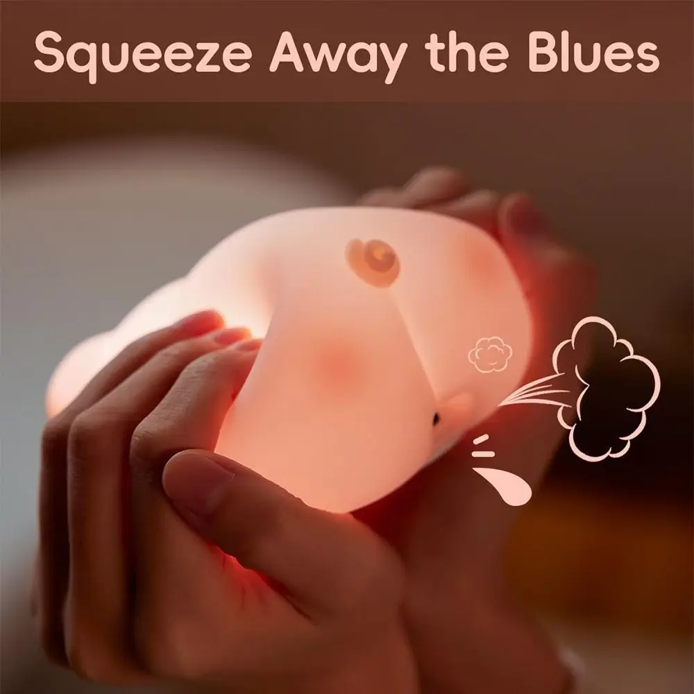 Bonito silicone piggy luz da noite led deitado plana porco lâmpada toque cabeceira durável sensor toque luz da noite do bebê quarto