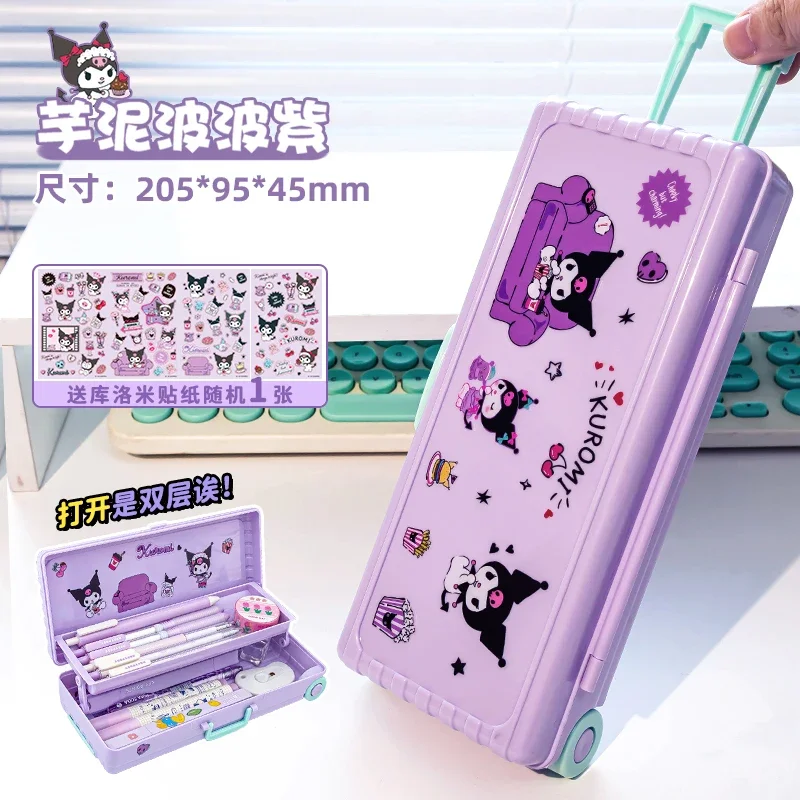 Sanrio Kuromi Grande PVC Pencil Case, Saco de papelaria criativo para crianças, Caixa de bagagem multifuncional, Suprimentos primários essenciais