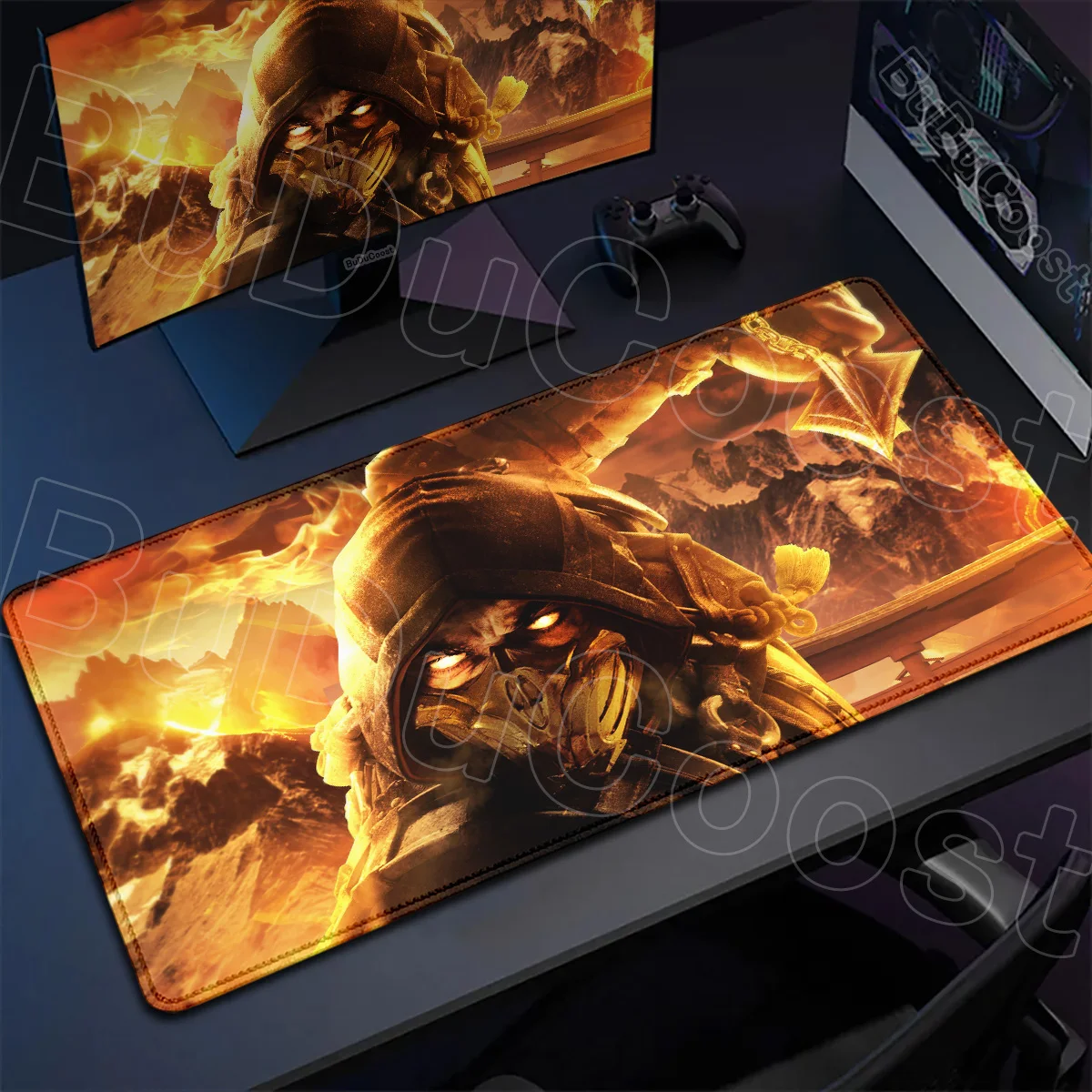 Computer Keyboard Carpet Locking Edge Rubber Mousepads 90x40cm Office Desk Rug Gaming Accessories Mortal Kombat 3D fighting Mats