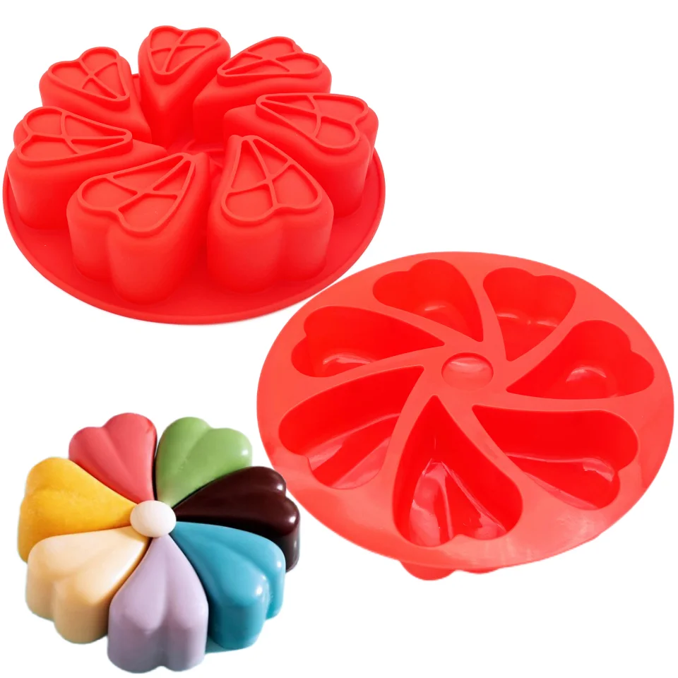 Molde de silicona de 1 pieza para hornear pasteles, con forma de flor, corazón, chocolate, para dulces, postres, tarta de queso, trufas, caramelos, gelatina, color marrón