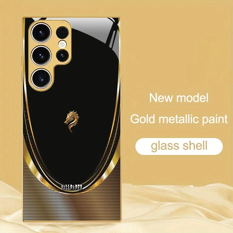 Golden Business Dragon Phone case s26 ultra case s25 ultra Glass phone case for Samsung Galaxy s26/s25/s24/s23/s22 Ultra FE Plus