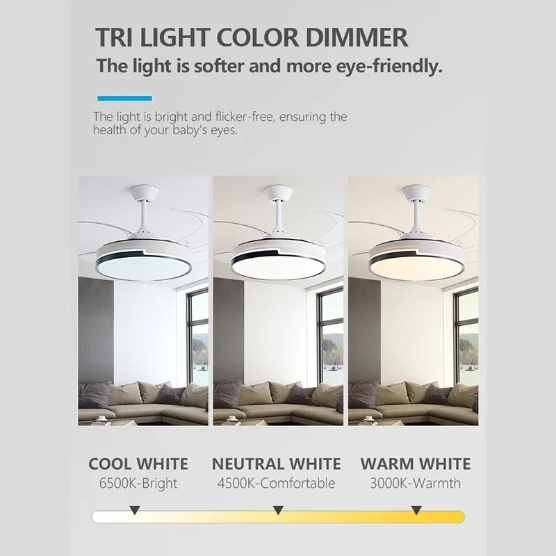 Invisible Ceiling Fan Lamps Bedroom Living Room Dining Room Study LED Modern And Minimalist Household Pendant Light Creative art