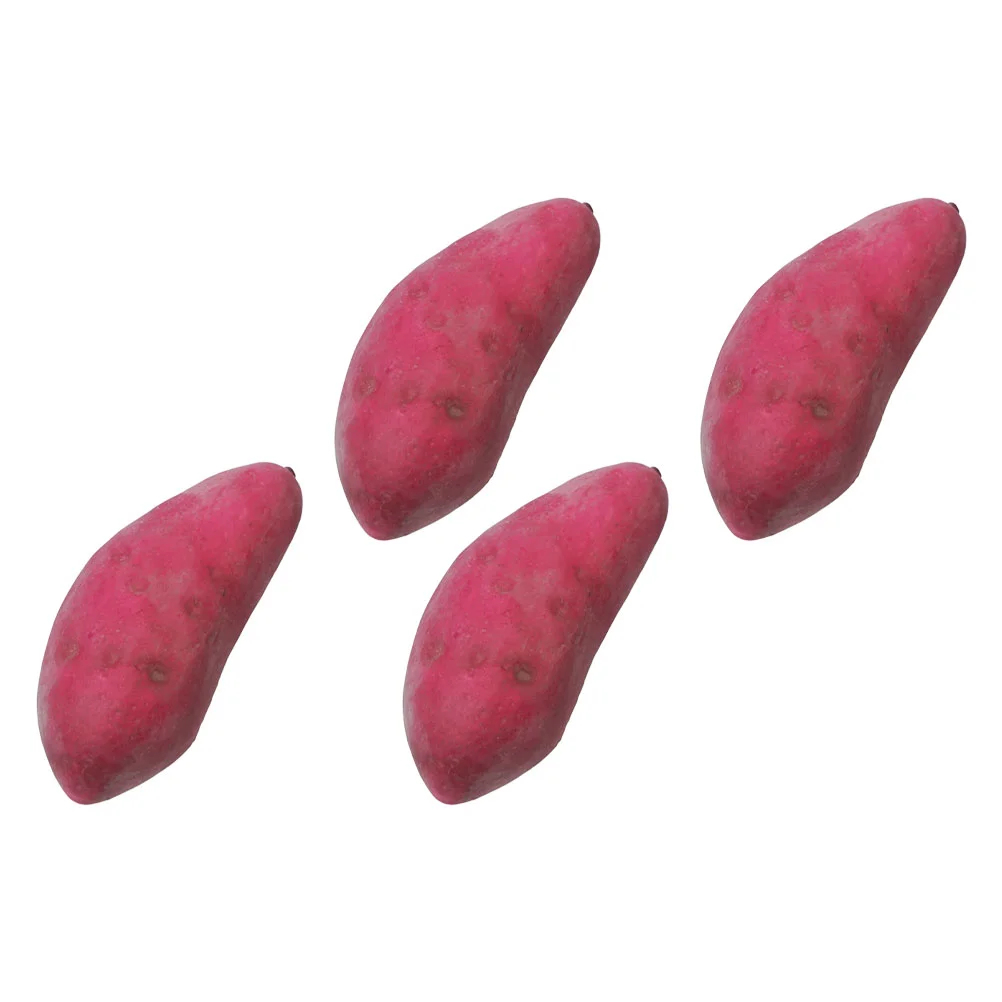 4 Pcs Vegetable Model Premium Material Sweet Potato Fake Foams Artificial Fold Decoration for Food Shop