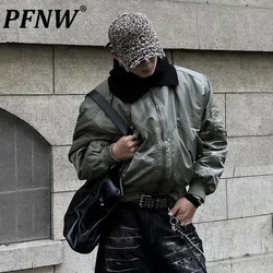 PFNW Minimalist High-end Zipper Jacket Deconstruction Korean Design Black Cotton-padded Coat Men's Loose Casual Silhouette Coat