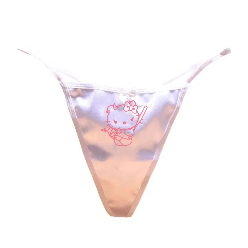 Anime Couple Underwear Hello Kitty Cute Thong Sexy Seamless Pearl Bow Low Waisted Pure Cotton Crotch Pants for Women Accessories