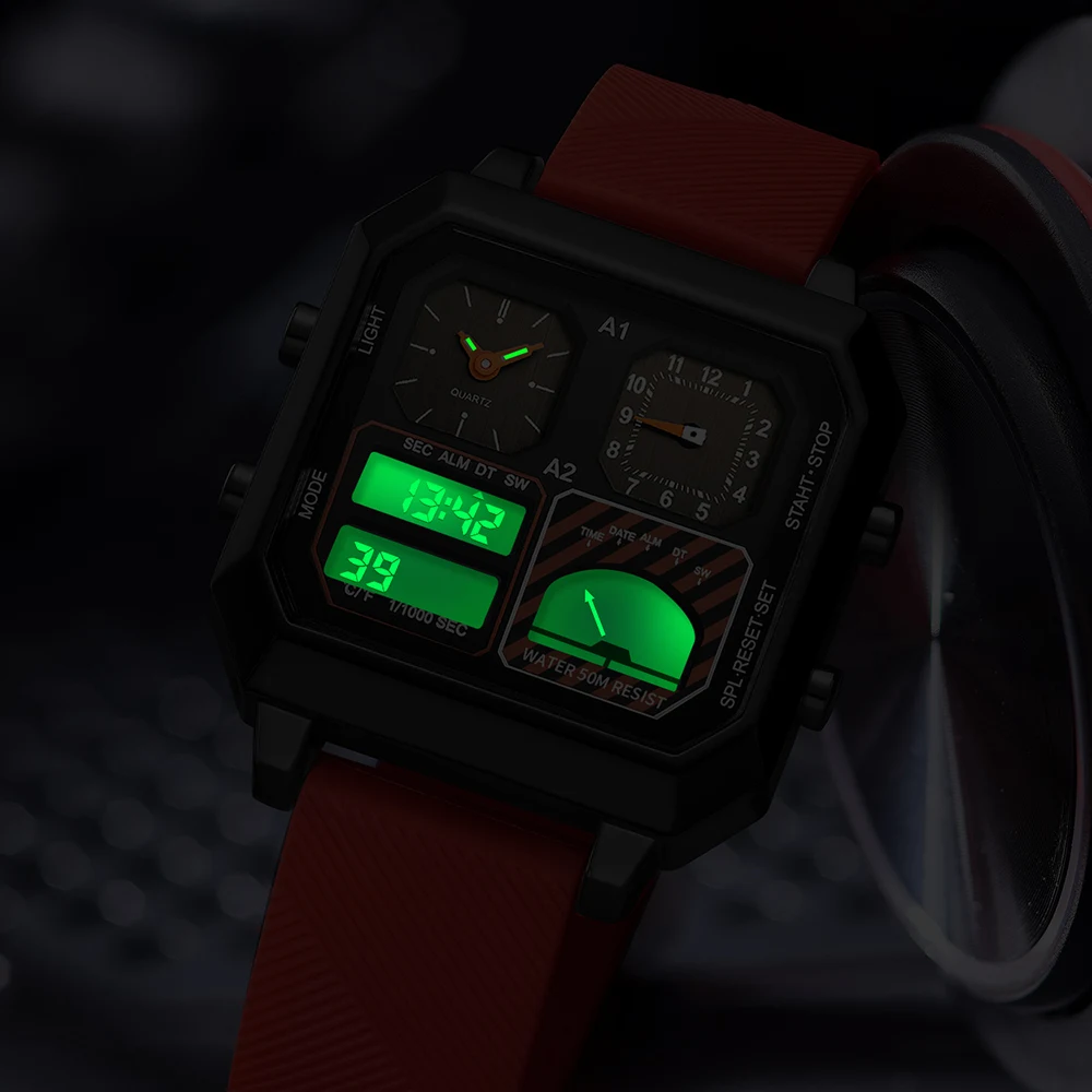 2025 Top Brand di Lusso In Acciaio Inox Crono Orologi Sportivi Da Uomo Retroilluminazione Doppio Display Orologio Da Polso Digitale 3Bar Impermeabile Reloj