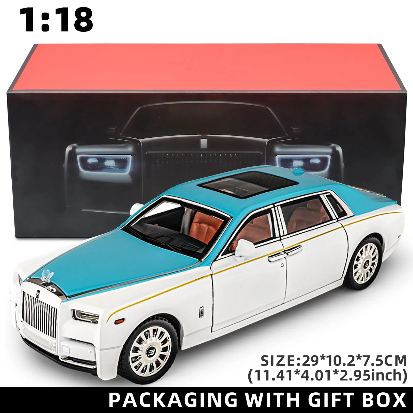 1:18 ロールスロイス ファントム モデルカー、亜鉛合金プルバック
