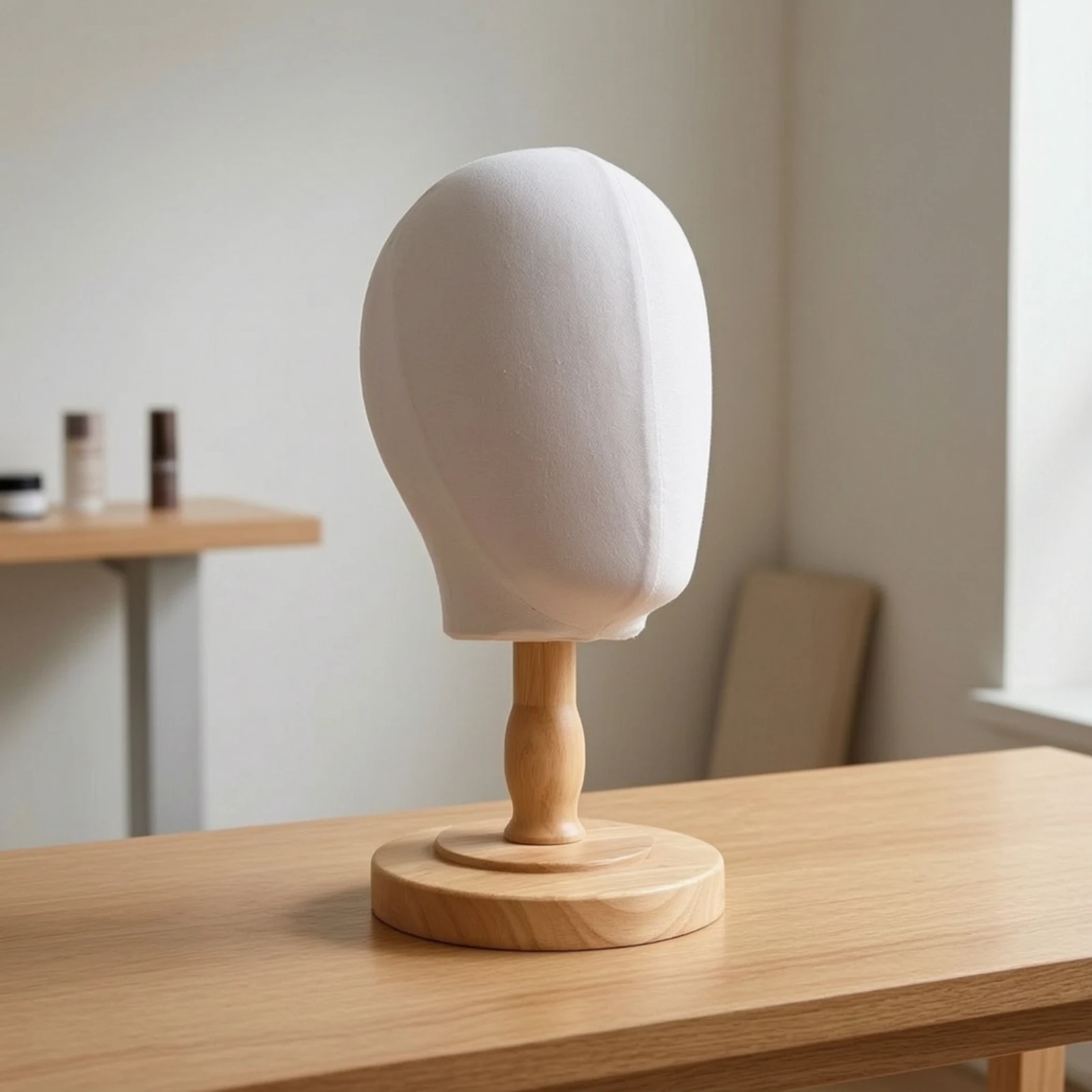 Mannequin Head with Wood Stand Professional-Looking Hairpiece Stand with Wooden Base Pin-Able Head Form Easy to Assemble Quick