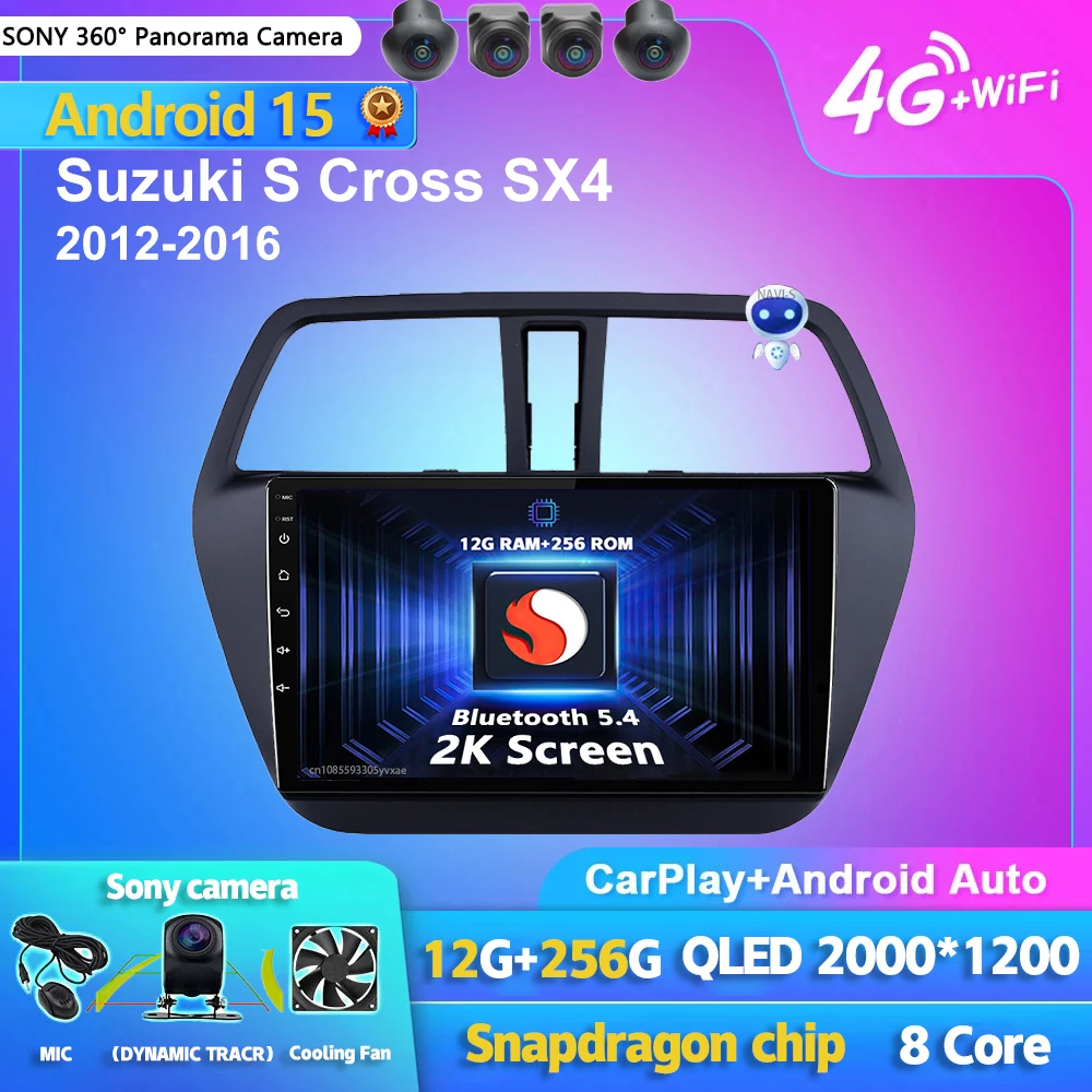 

Android 15 Carplay Auto 2K Screen Car Radio Multimedia Player For Suzuki S Cross SX4 2012 - 2016 Autoradio GPS Stereo Head Unit