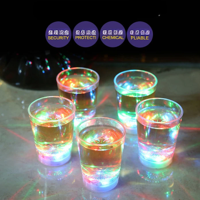 1pc New Colorful Glowing Cup Pour Water and It Lights Up Inductive Transparent Cup KTV Bar Color Changing Beer Cup 60ml