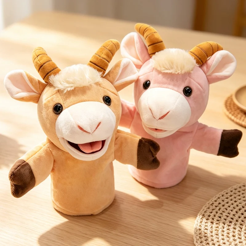 25CM Cartoon Animal Hand Puppet Sheep Dolls Plush Hand Toy Early Education Learning Toys For Telling Story