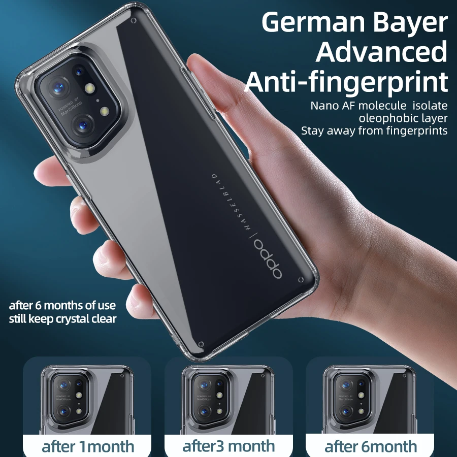 Airbag Anti-Fall Transparent Case for OPPO Find X5 Find X5PRO Anti-yellow Soft Edge PC Phone Cover image 2