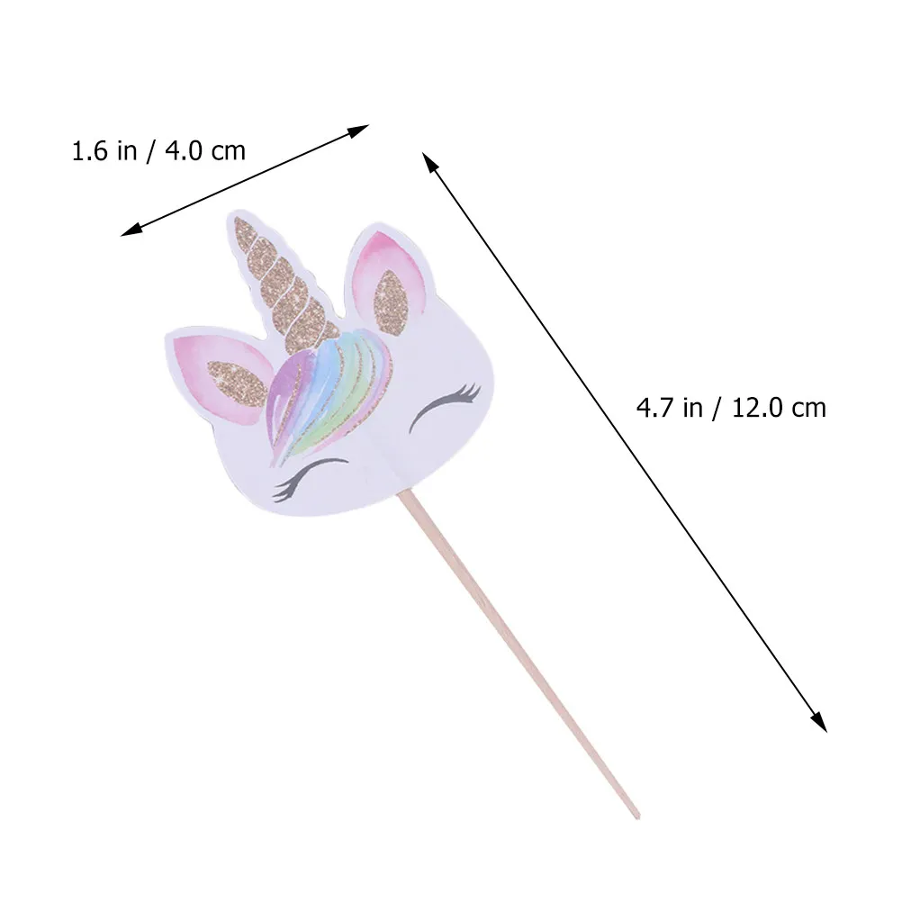 48Pcs Cake Topper Decor Delicate Unicorn Paper Baking Toppers Party Supply Dessert DIY Cake Decorating Baking Toppers