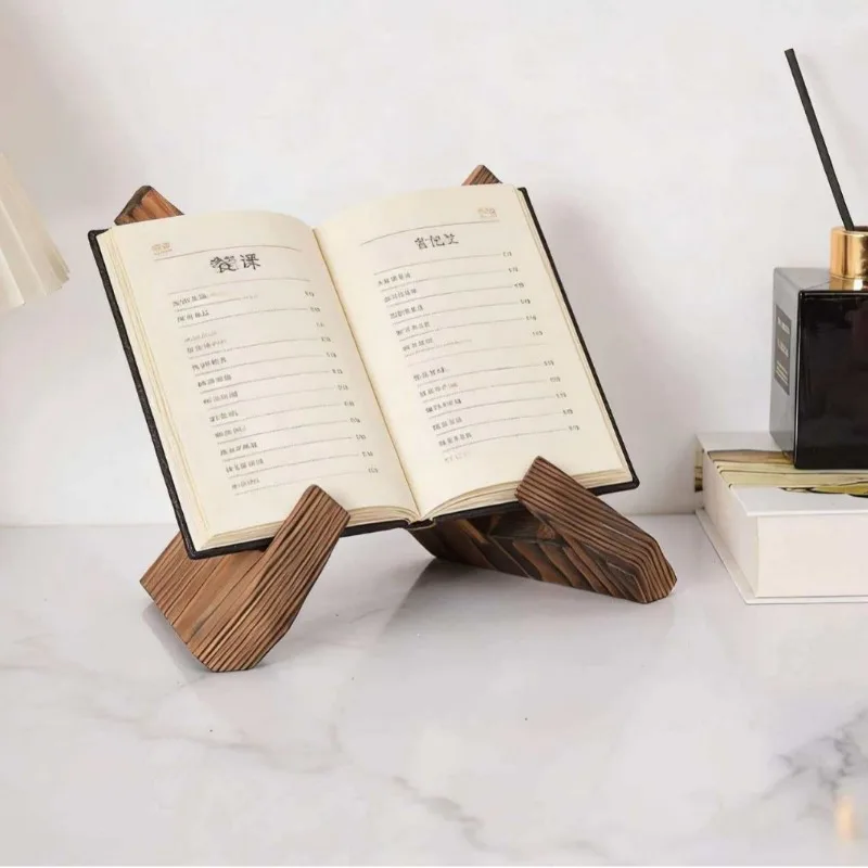 Wooden Menu Rack Solid Wood Desktop Reading Bookend Tablet Computer Record Storage Display  Restaurant Study Rack Wooden Rack