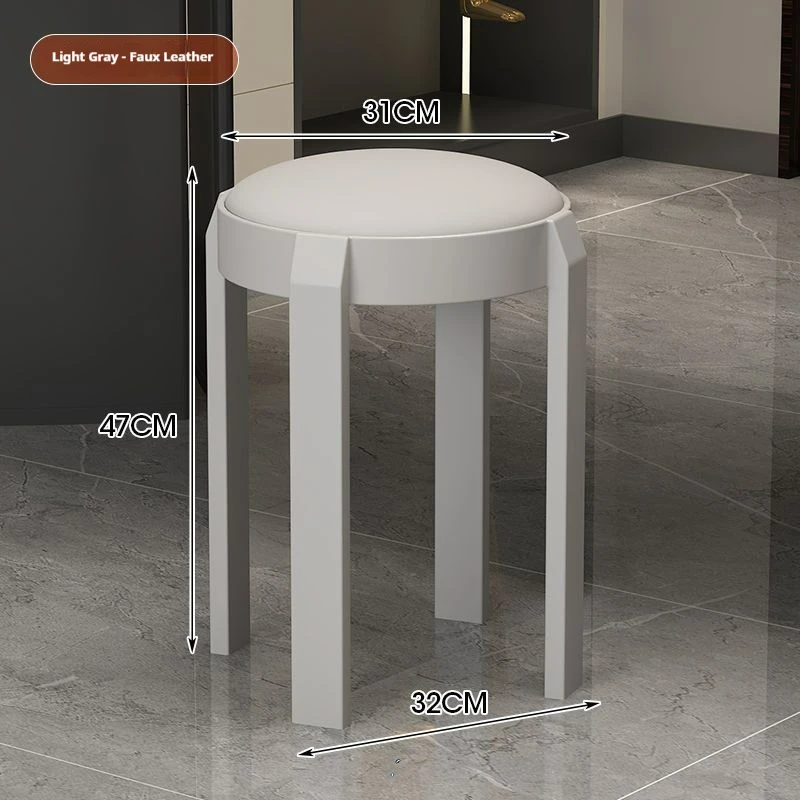 Modern Plastic Stackable Stool Soft Cushion Durable Eco-Friendly Design for Home Dining Bedroom Use-Guest Chair Ottoman