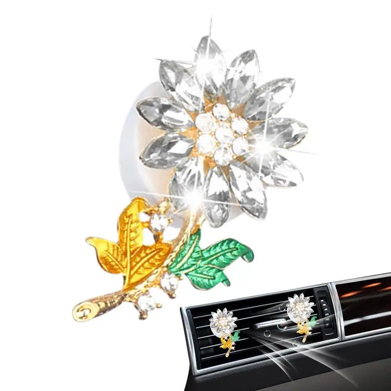 Car Fragrance Diffuser Crystal Floral Car Fragrance Diffuser Vent Clip Auto Perfume Diffuser With Vent Clip Aromatherapy