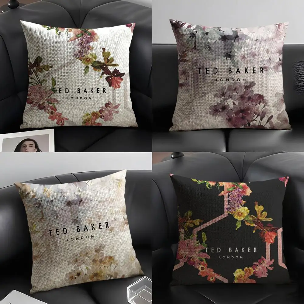 Moda T-TED B-BAKERs Federa in lino naturale Tessuto organico Stampa fronte-retro Divano Decorazioni per la casa Fodera per cuscino regalo
