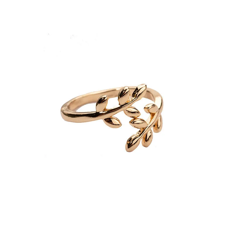 Olive Tree Branch Leaves Rings For Women Men Open Adjustable Ring Plant Female Knuckle Finger Wedding Band Boho Jewelry