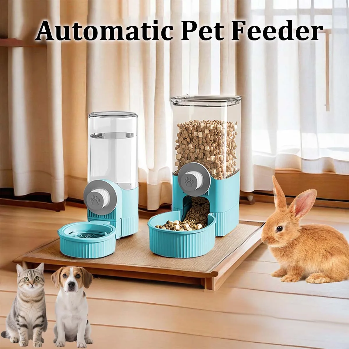 Alimentador automático colgante de comida para mascotas/dispensador de agua, alimentador automático de gravedad para gatos, juego de bebedero, producto de alimentación para cachorros, gatos y conejos