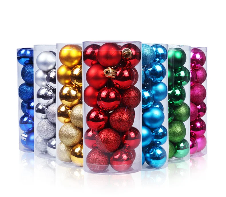 Wholesale Plating Discount for large quantity New Year Round New Christmas Balls  christmas ball set of 24