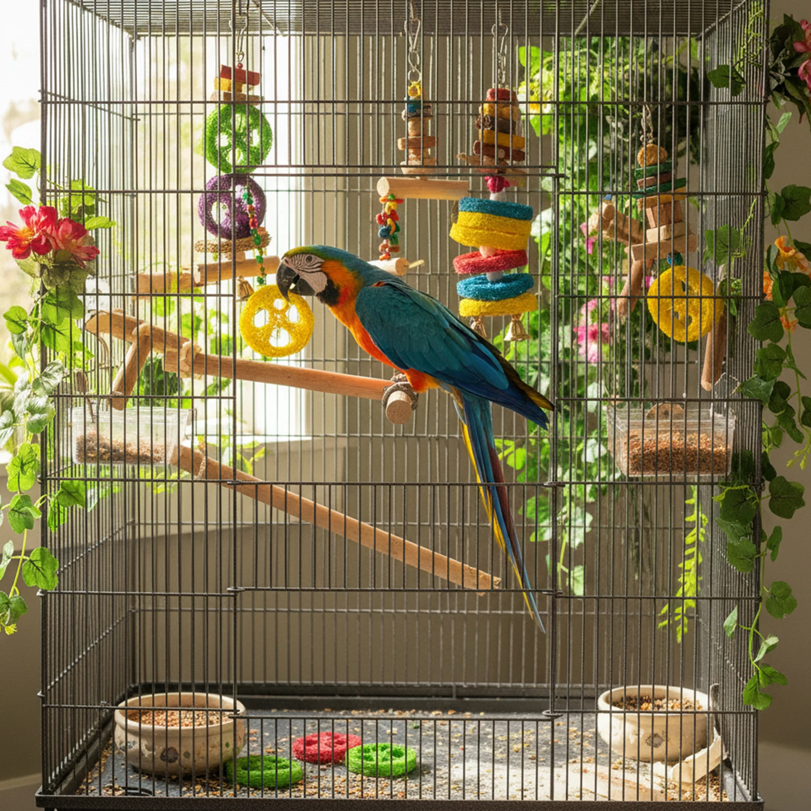 Bird Cage Accessories Luffa Slices Chewing Toy Natural Loofah Parrot Enrichment Hanging Decoration for Pet Bird Cages