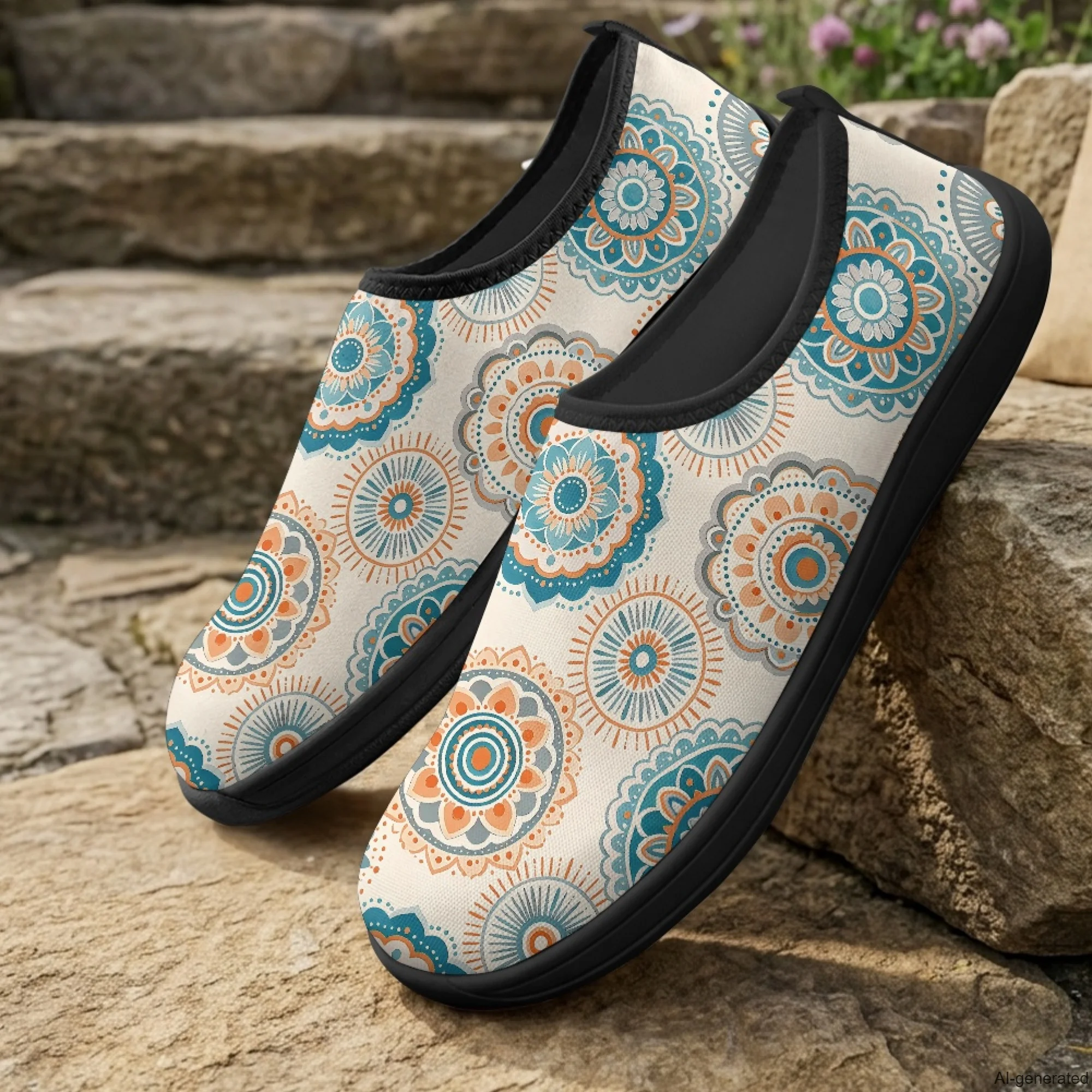 XIXIRIMIDO Slip-on Wide-toed Shoes Mandala Print Zapatos De Mujer Men's Sneakers and Casual Shoes Slippers Nurse Shoes 36-46