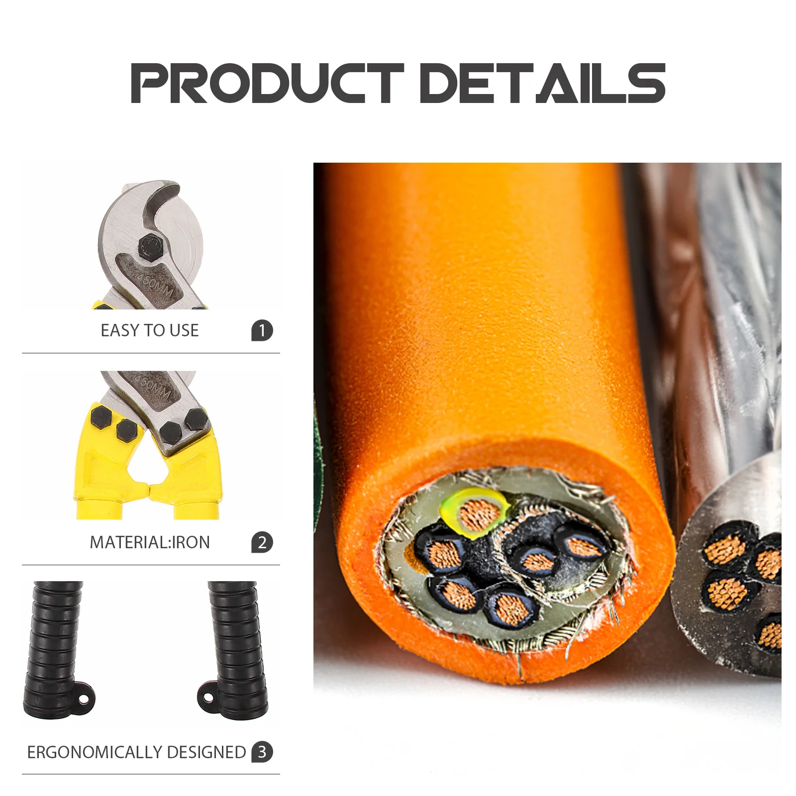 

Cable Cutter Heavy Duty Ergonomic 18 Inch Manual Wire Cutter Electrician Tool for Deck Stair Railing Metal Electrical Wire