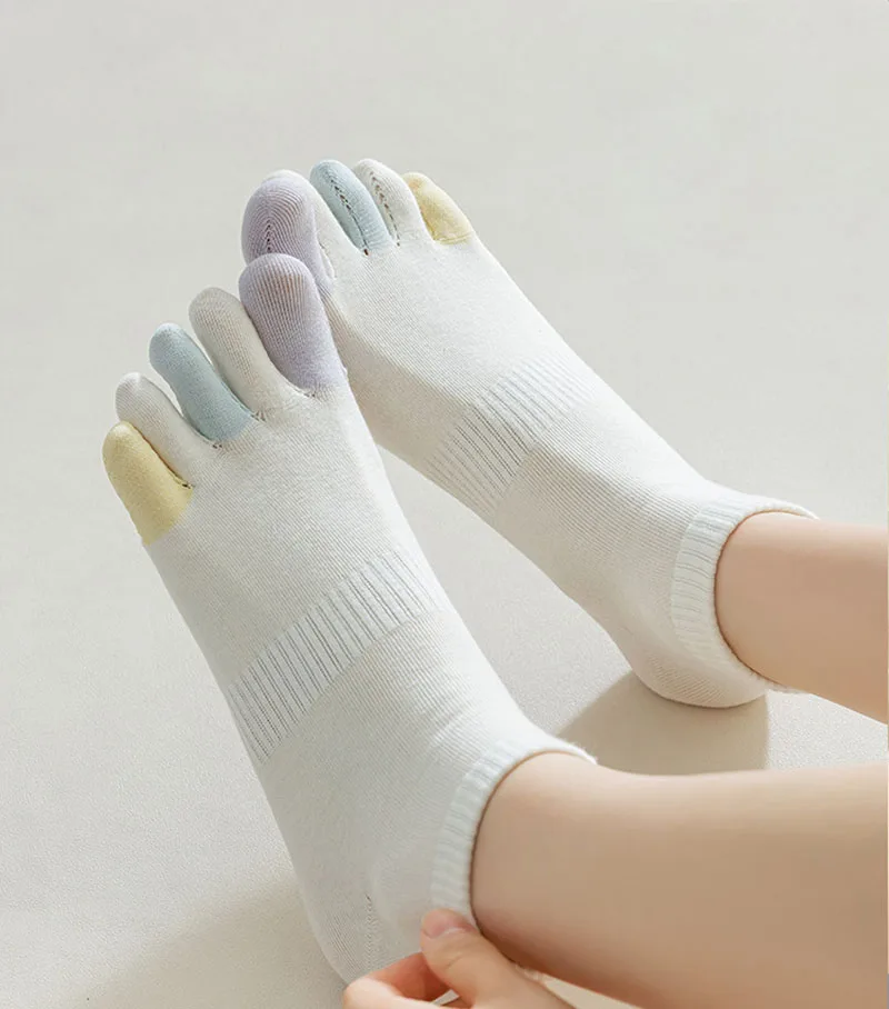 Colorful Five Finger Ankle Socks Split Toe Short Socks Breathable Sweat-absorbing Candy Color Socks Pure Cotton Split Toe Socks