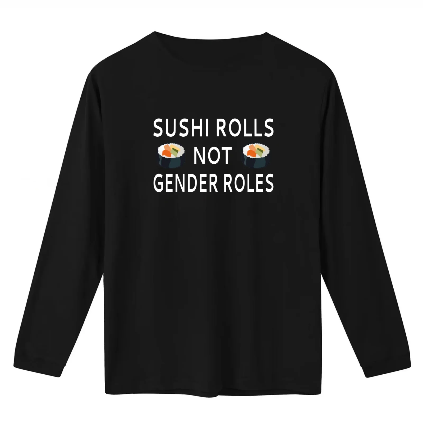 Sushi Rolls Not Gender Roles T-Shirt Summer Casual Cotton Tee Oversized Streetwear Tops Vintage Graphic Print 100% Cotton
