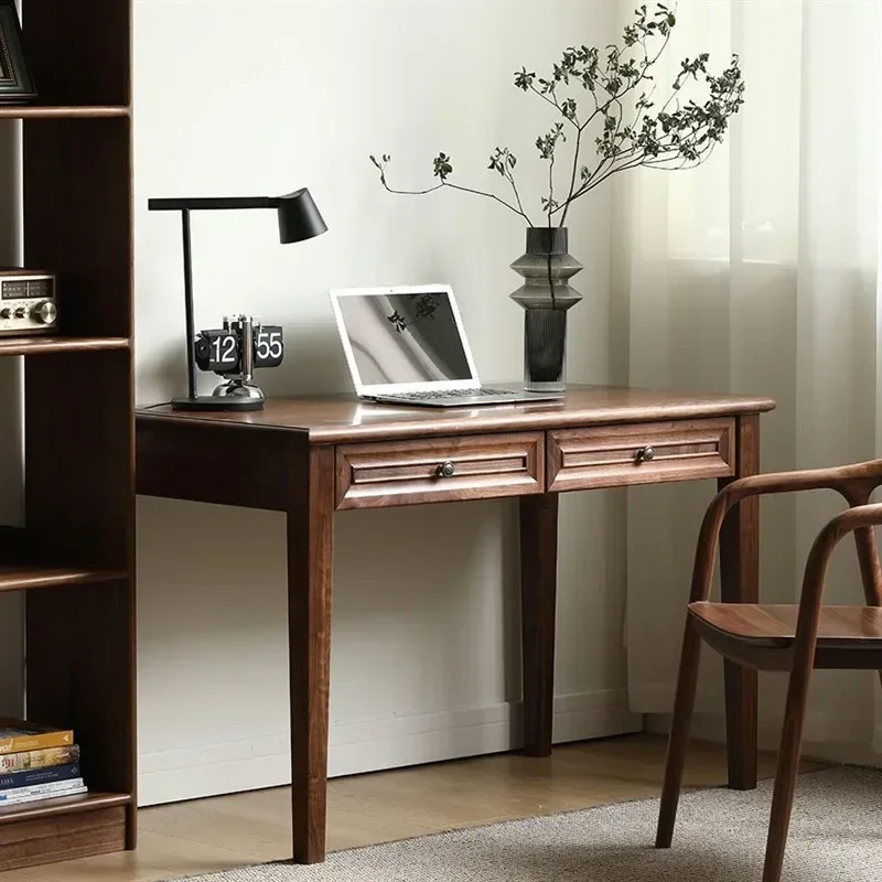 American retro black walnut all solid wood desk writing desk modern simple computer desk home