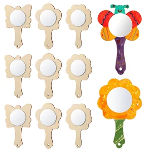 Gương gỗ dang dở cho trẻ em, gương nhỏ, đồ chơi vẽ, cầm tay, thủ công mỹ nghệ, 18 chiếc 8 Gương bán hàng chính - №6