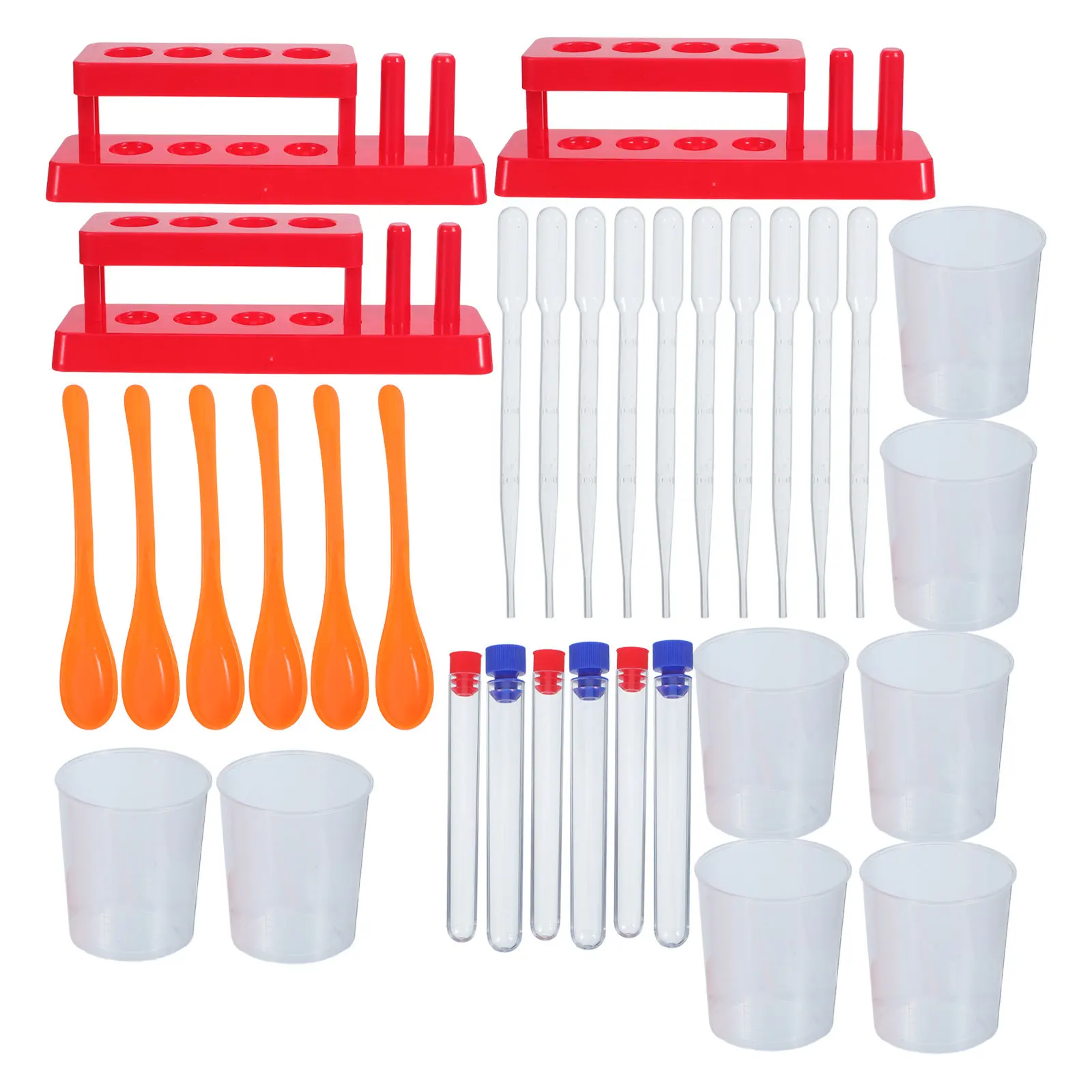 1Set Stem Science Experiment Tubes Plastic Chemistry Test Tubes Rack Sample Spoon Measuring Cup Physics Experiment Kit Home view 2