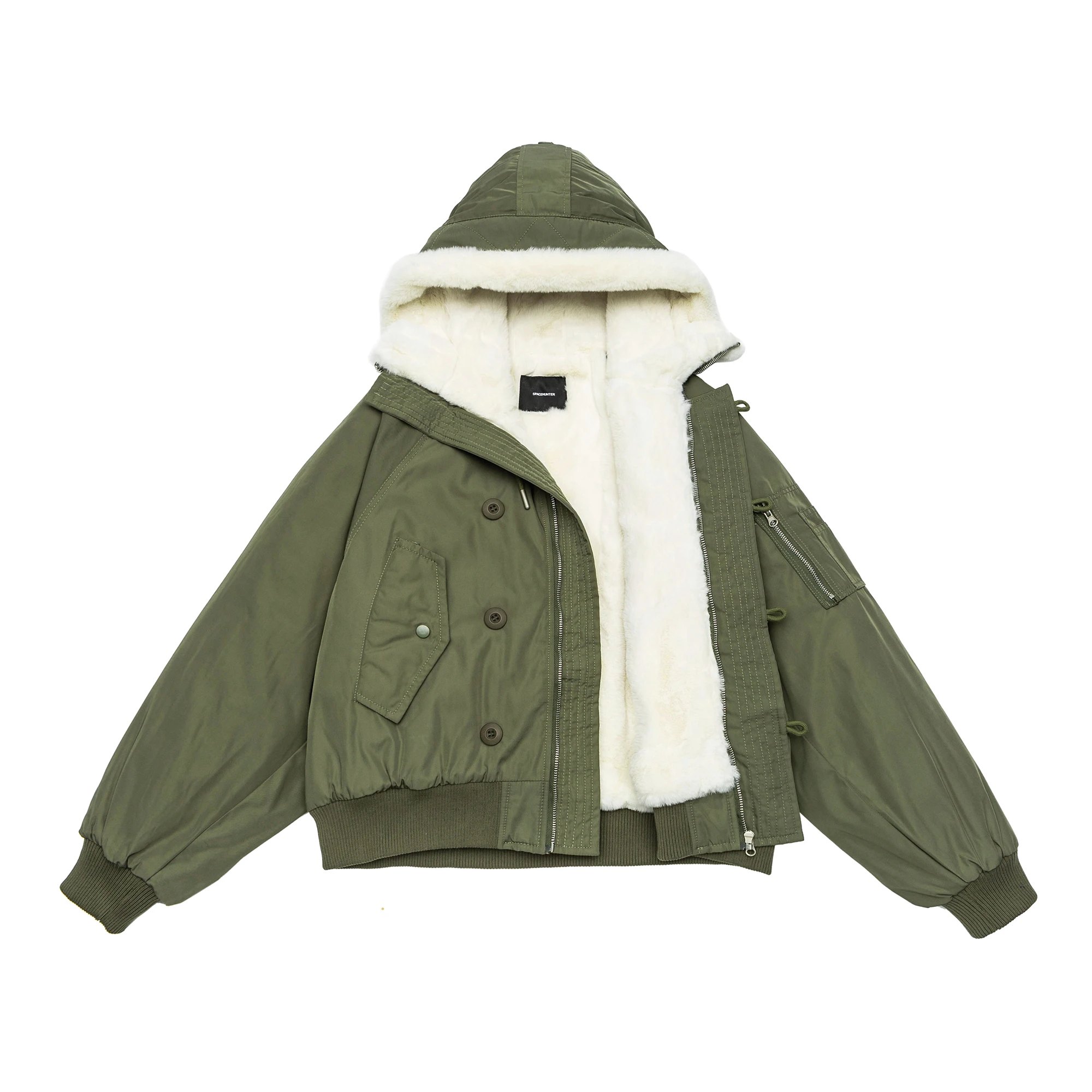 

Winter ort Coat Men Women Couple American Retro Workwear Fce Hooded Cotton Jaet Trendy Brand Youth Casual Polyester