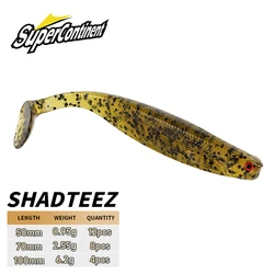 Yeni Supercontinent ShadTeez t-kuyruk 5mm 7mm 10mm Pike Zander Predator balıkçılık 3d gözler yumuşak cazibesi balıkçılık lures