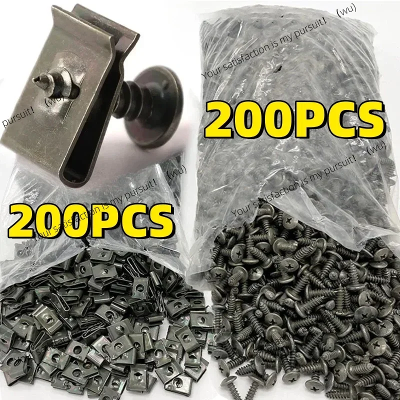 Self Tapping Screws Metal Fastener Clip for Car Motorcycle U-Type Clip with Screw Anti-rust Protection Clip Screw Iron Sheet Kit