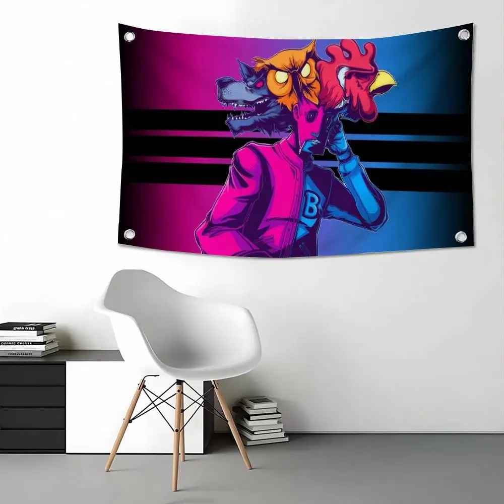 Game H-Hotline M-Miami  Flags for Bedrooms Home Decor Items Outdoor Decors Garage Decoration Flaga
