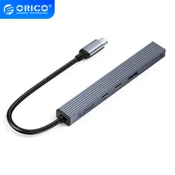 ORICO Type C USB 3.0 5Gbps HUB 5 Port PD60W TF Card Reader USB Splitter Adapter Support OTG For Macbook PC Computer Accessories