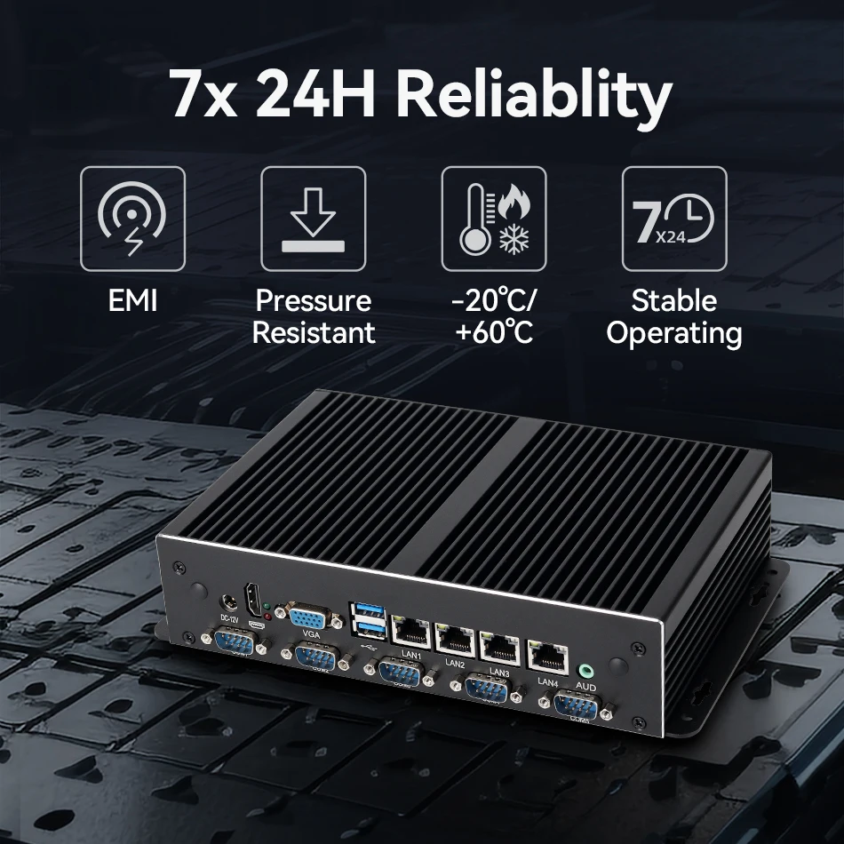 Fanless Iot Industriële Mini Pc I7-4600U 4x Gigabit Ethernet 6x Com Rs232 Rs485 Lvds Gpio 4G Lte Sim Slot Wifi Windows Linux