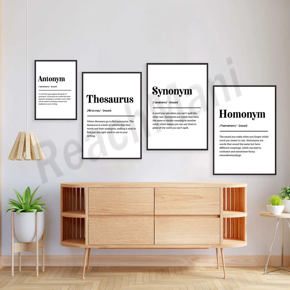 Synonyms Grammar Poster Wall Art, Synonyms and Homophones, Antonyms and Synonyms Dictionary Poster, English Classroom Decoration