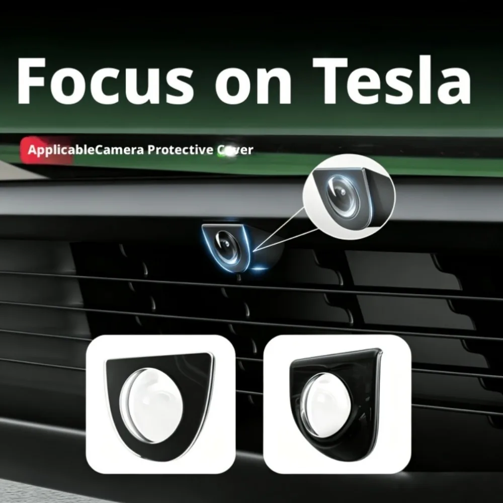 2pcs HD Tempered Glass Front Camera Protector for Tesla Model Y/Model Y L Anti-Sand Anti-Scratch Stone Proof Suitable for Refres