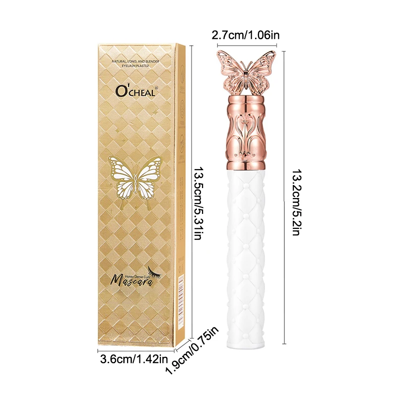 maveraKa Mascara farfalla dorata Ricci Ciglia lunghe Non sbavature Mascara resistente al sudore impermeabile a lunga durata Cosmetici per il trucco