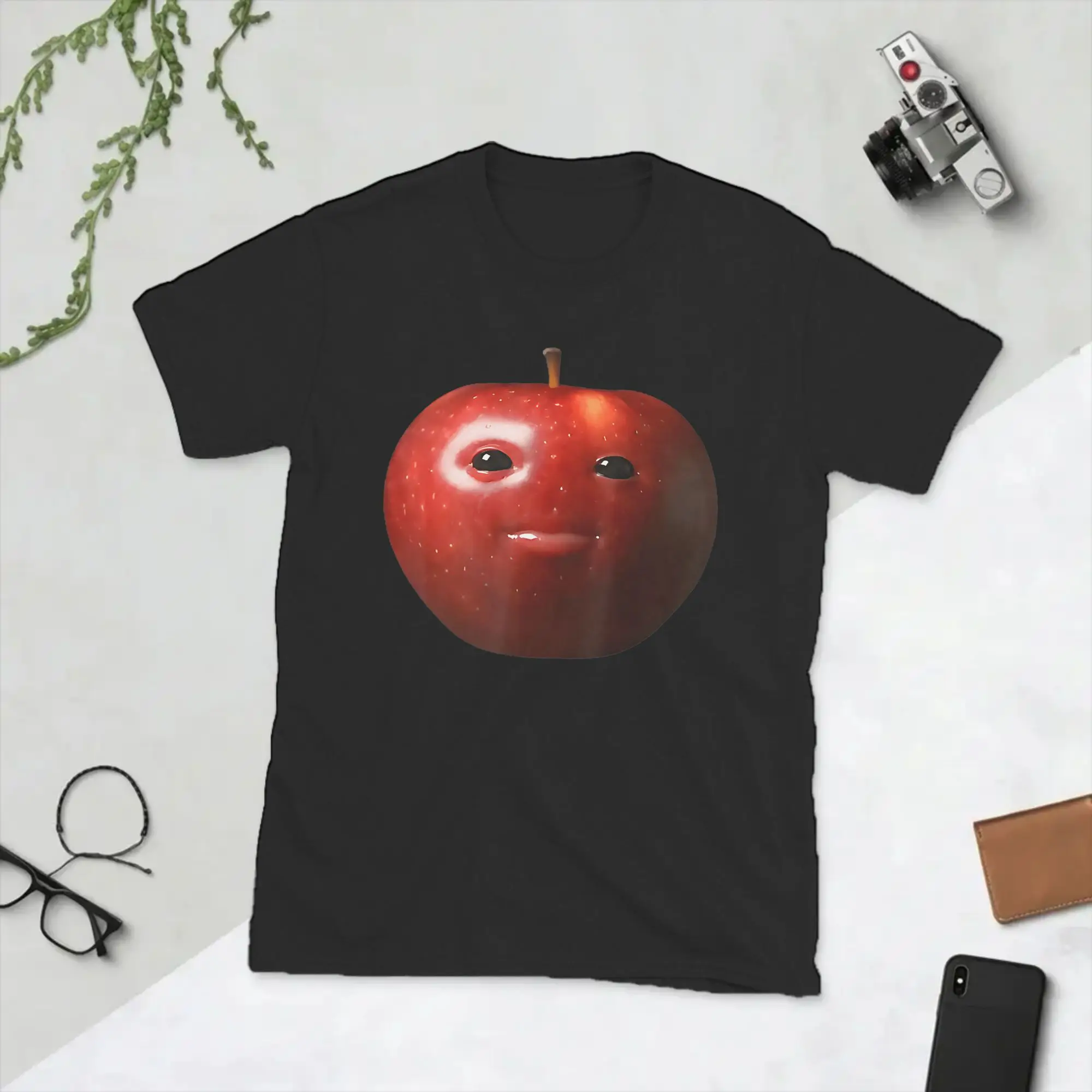 Men's T-Shirt Funny Silly AI Apple Gen Z Meme Vintage 100% Cotton Tees Short Sleeve  T Shirt Crew Neck Clothes Summer