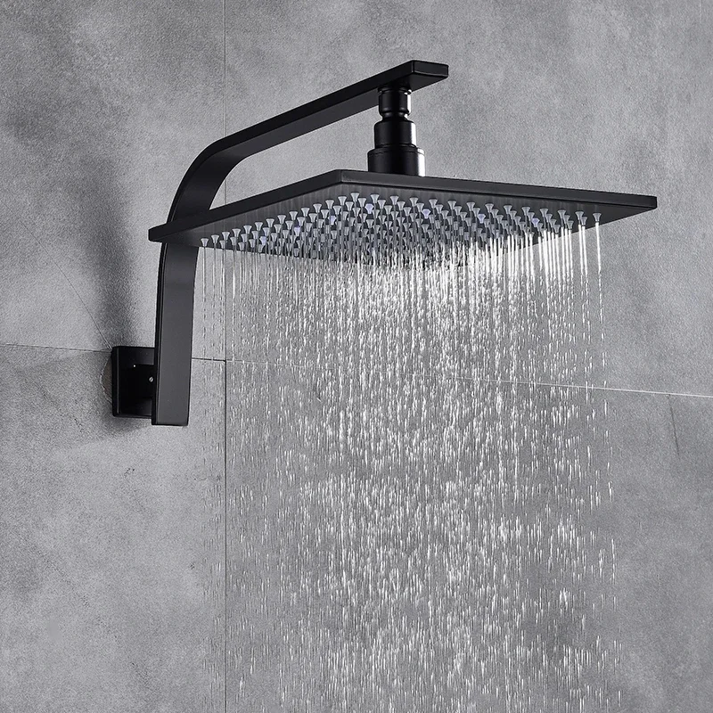 Vidric Vidric Blackend Shower Faucet Set Gooseneck Shower Arm Brass Rainfall Shower Head Embedded Box Hot Cold Water Mixer Tap S