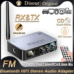 NFC Bluetooth 5.1 Audio Receiver Transmitter 3.5mm AUX/RCA/ 6.5mm Mic/USB Disk/TF Card Player Wireless Stereo Adapter FM Radio