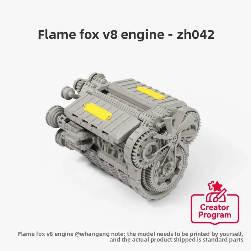 Brand new original 3D printed model component ZH042 for For Bambu lab Flame Fox V8 Engine Maker Treasure House