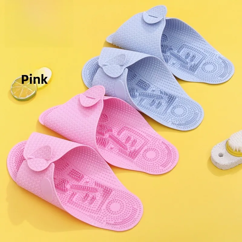 

Portable Travel Slippers Thin Bot Home Batoom Bathing Special Massage Cool Slippers Women's Simple Sle PVC Material