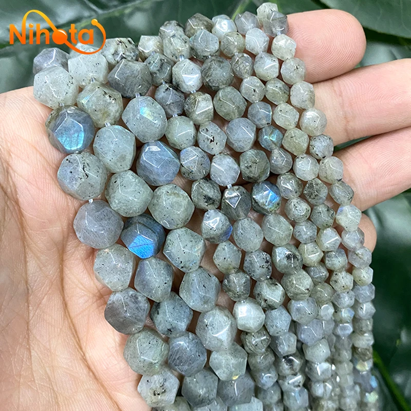 Natural Stone Faceted Gray Labradorite Loose Spacer Beads 6/8/10mm for DIY Bracelet Earrings charm Jewelry Making 14\