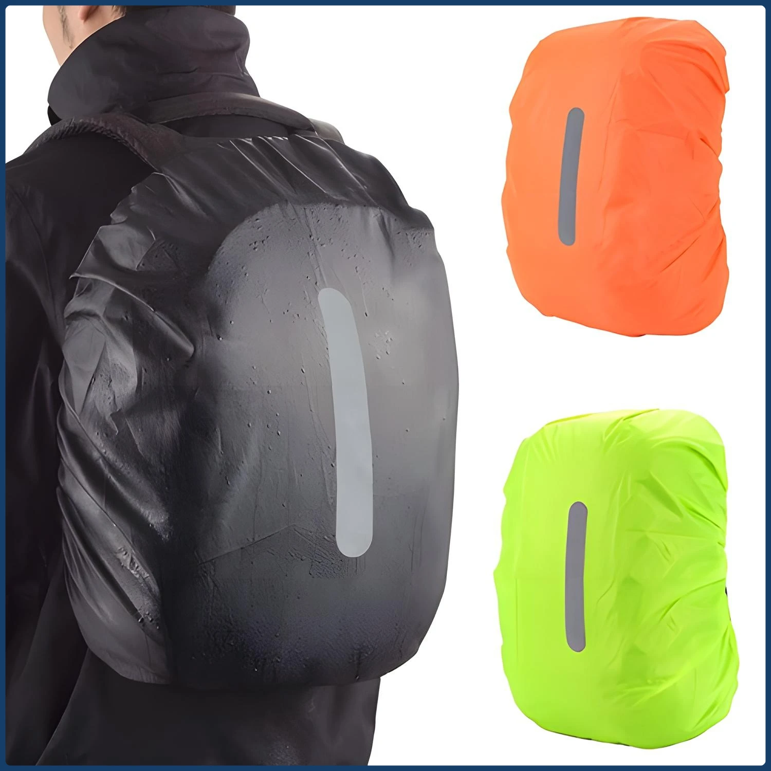 Reflective Waterproof Backpack Rain Cover Outdoor Sport Night Cycling Safety Light Rain Cover Case Bag Camping Hiking 10-70L